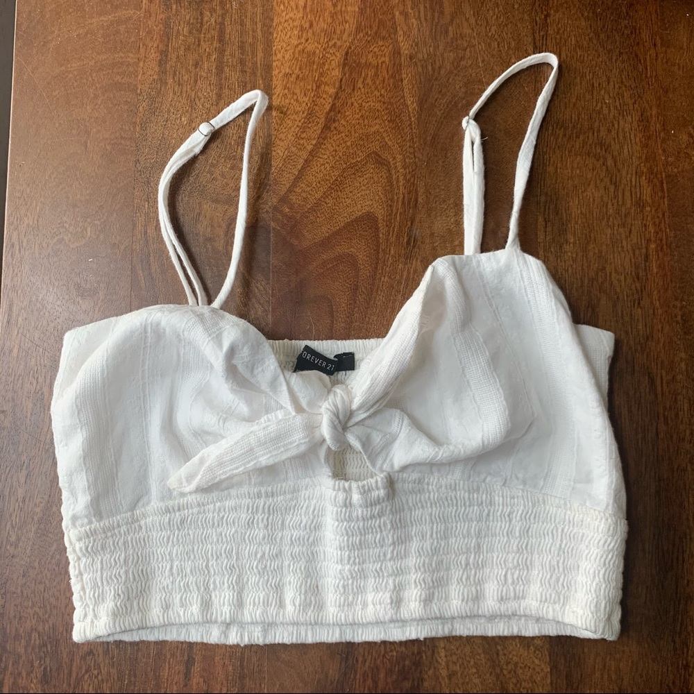 Linen white crop top